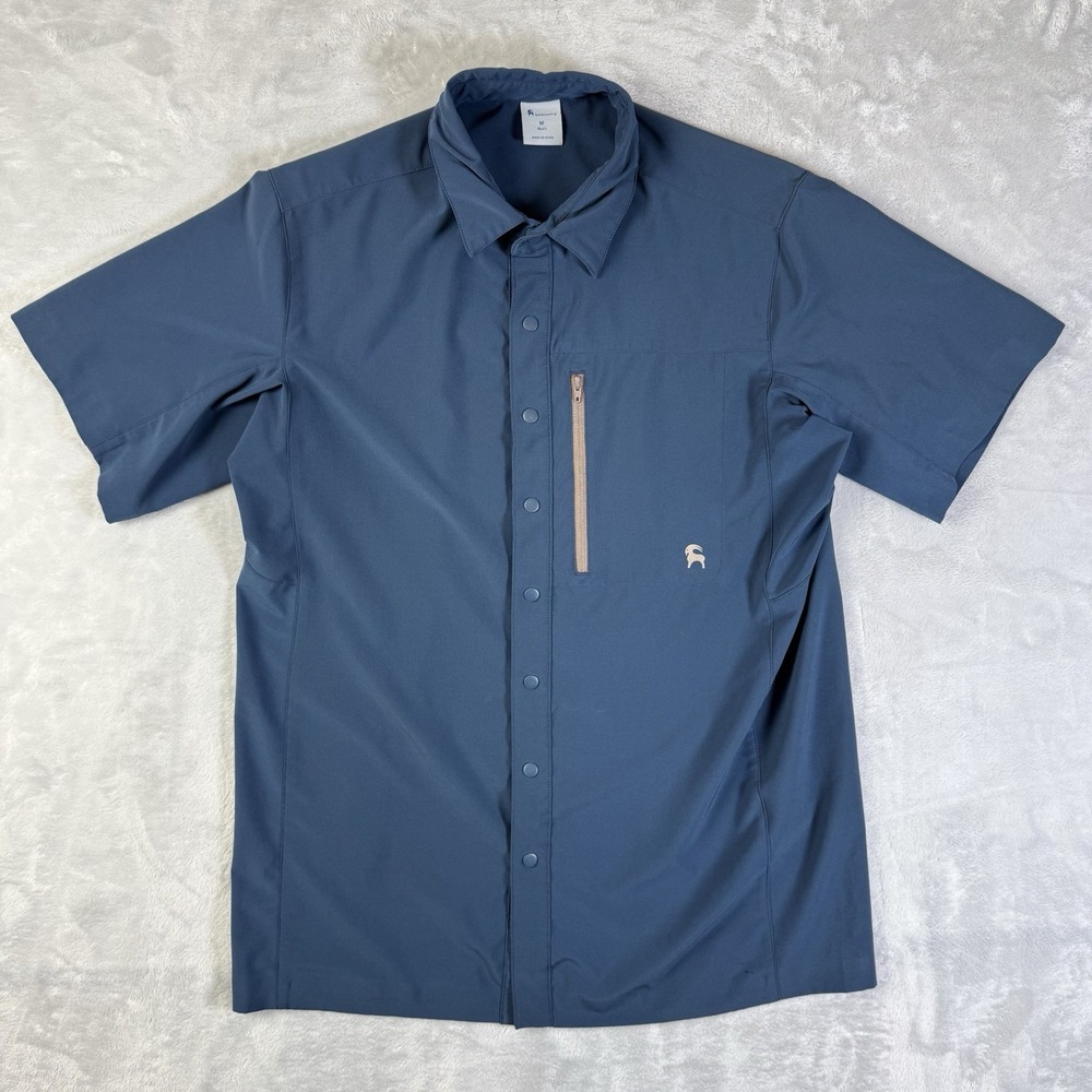 Back Country Performance Snap Polo Men's Medium Blue Short Sleeve Shirt Hiking